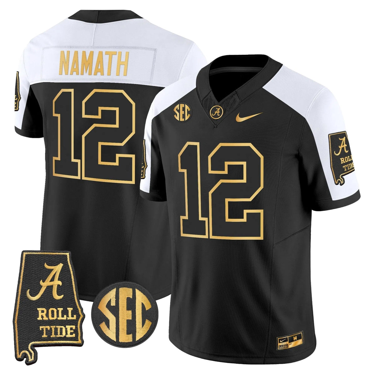 Personalized BAMA 2026 Gold Vapor Limited Jersey - Alabama Map - Alternate / Joe Namath Stitched