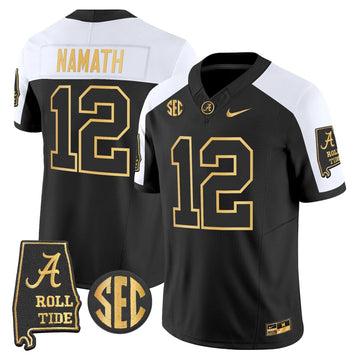 Personalized BAMA 2026 Gold Vapor Limited Jersey - Alabama Map - Alternate / Joe Namath Stitched