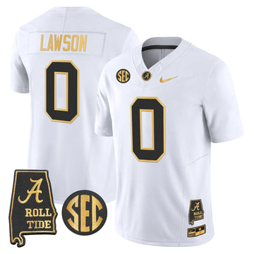 Personalized BAMA 2026 Gold Vapor Limited Jersey - Alabama Map - White Gold / Deontae Lawson Stitched