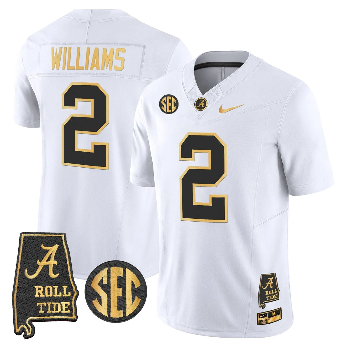 Personalized BAMA 2026 Gold Vapor Limited Jersey - Alabama Map - White Gold / Ryan Williams Stitched