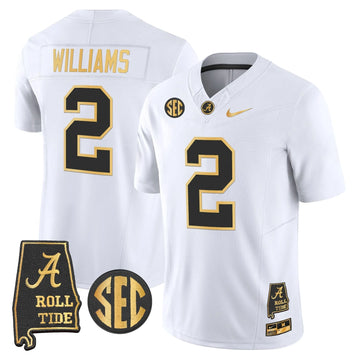 Personalized BAMA 2026 Gold Vapor Limited Jersey - Alabama Map - White Gold / Ryan Williams Stitched