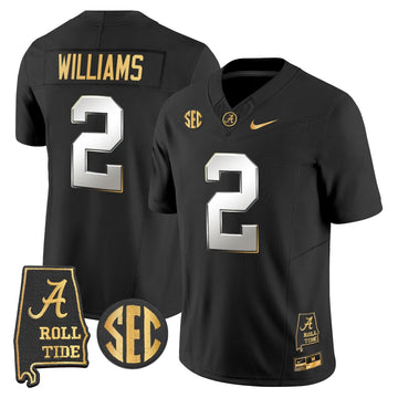 Personalized BAMA 2026 Gold Vapor Limited Jersey - Alabama Map - Black Limited / Ryan Williams Stitched