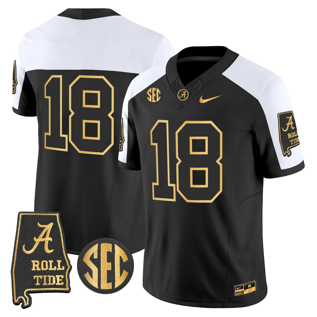 Personalized BAMA 2026 Gold Vapor Limited Jersey - Alabama Map - Alternate / #18 Crimson Stitched