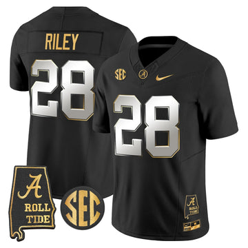Personalized BAMA 2026 Gold Vapor Limited Jersey - Alabama Map - Black Limited / Kevin Riley Stitched