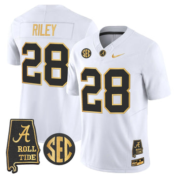 Personalized BAMA 2026 Gold Vapor Limited Jersey - Alabama Map - White Gold / Kevin Riley Stitched