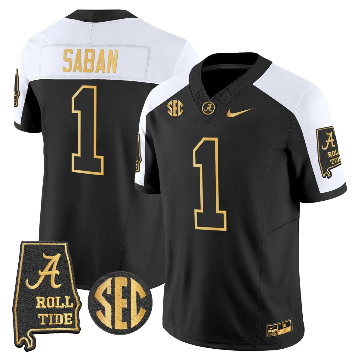 Personalized BAMA 2026 Gold Vapor Limited Jersey - Alabama Map - Alternate / Nick Saban Stitched