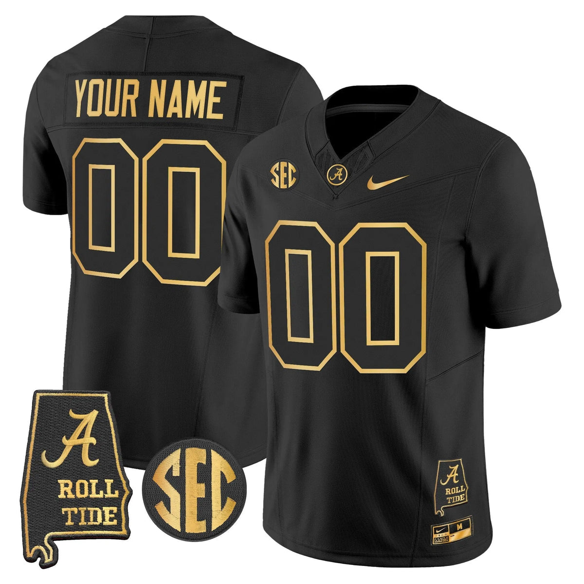 Personalized BAMA 2026 Gold Vapor Limited Custom Jersey - Alabama Map - Black Gold Stitched