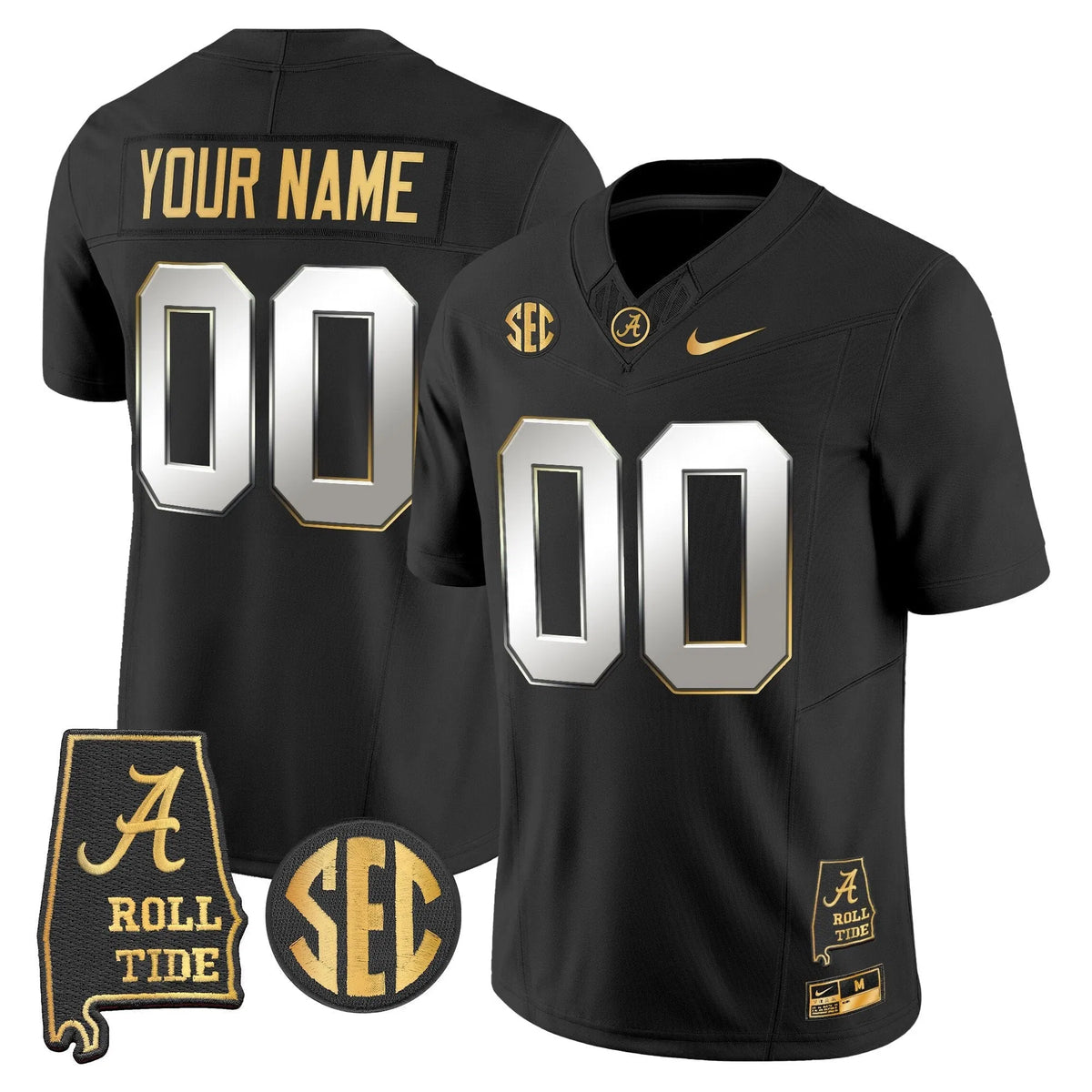 Personalized BAMA 2026 Gold Vapor Limited Custom Jersey - Alabama Map - Black Limited Stitched