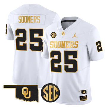 Personalized OU 2026 Gold Vapor Limited Jersey - Stitched - White Gold / #25 Sooners Stitched
