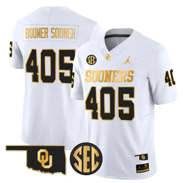 Personalized OU 2026 Gold Vapor Limited Jersey - Stitched - White Gold / Boomer Sooner 405 Stitched