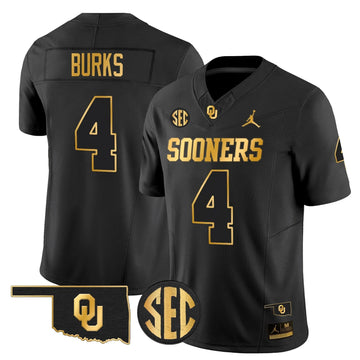 Personalized OU 2026 Gold Vapor Limited Jersey - Stitched - Black Gold / Deion Burks Stitched