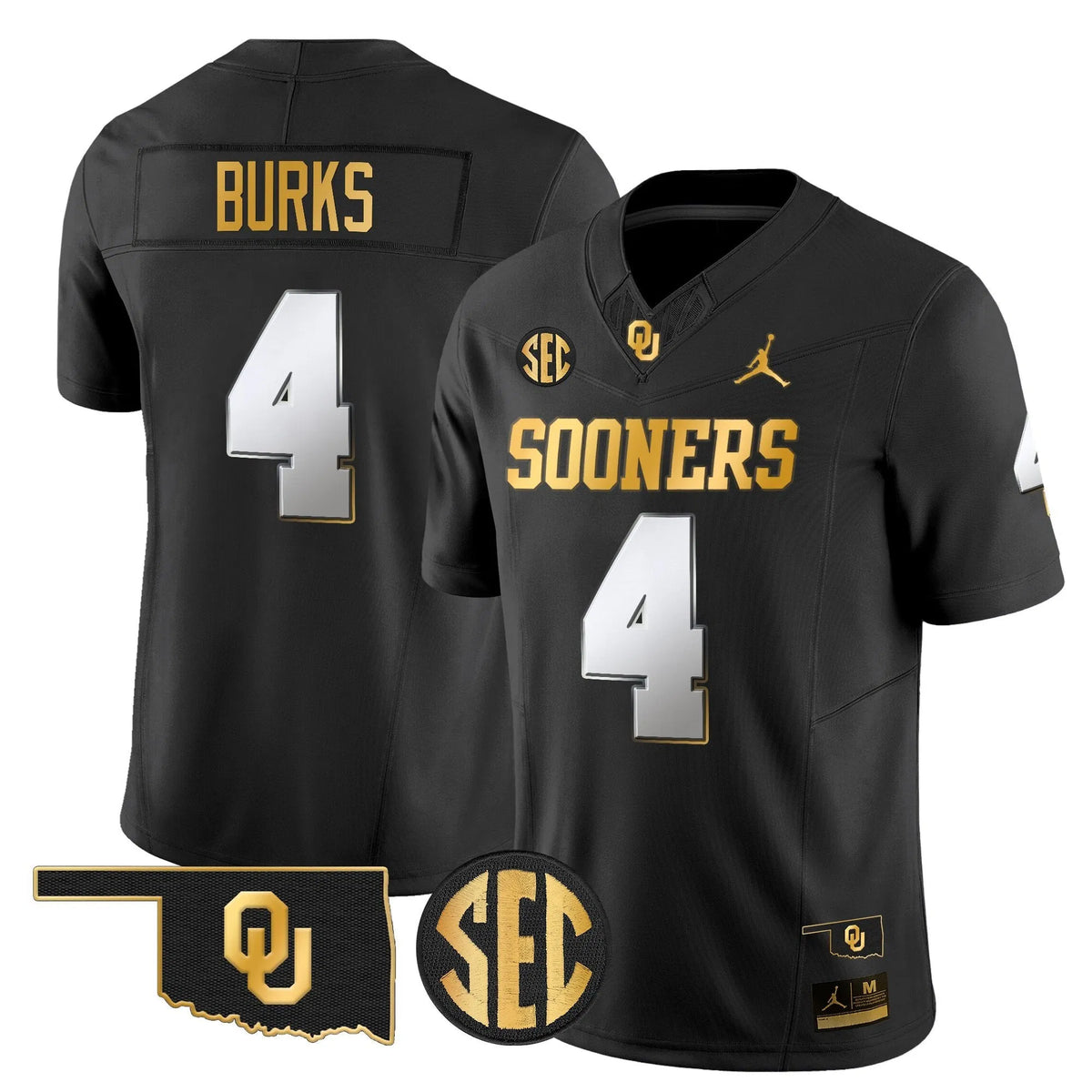 Personalized OU 2026 Gold Vapor Limited Jersey - Stitched - Black Limited / Deion Burks Stitched