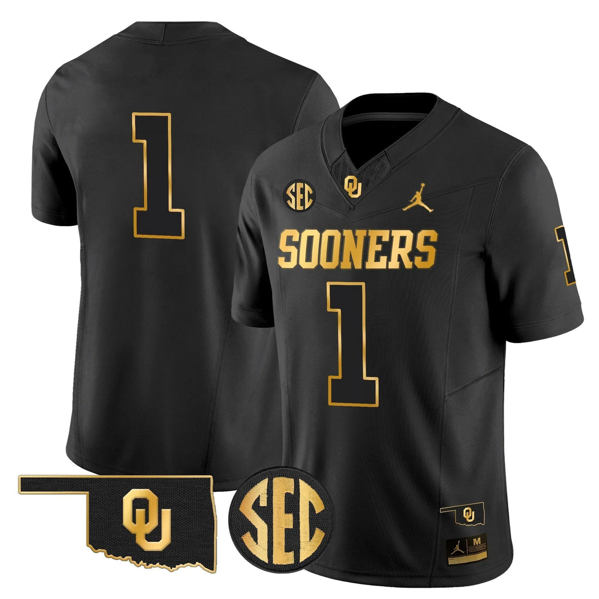 Personalized OU 2026 Gold Vapor Limited Jersey - Stitched - Black Gold / #1 Team Stitched