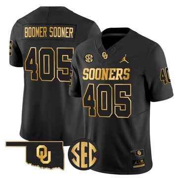 Personalized OU 2026 Gold Vapor Limited Jersey - Stitched - Black Gold / Boomer Sooner 405 Stitched