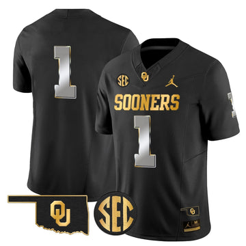 Personalized OU 2026 Gold Vapor Limited Jersey - Stitched - Black Limited / #1 Team Stitched