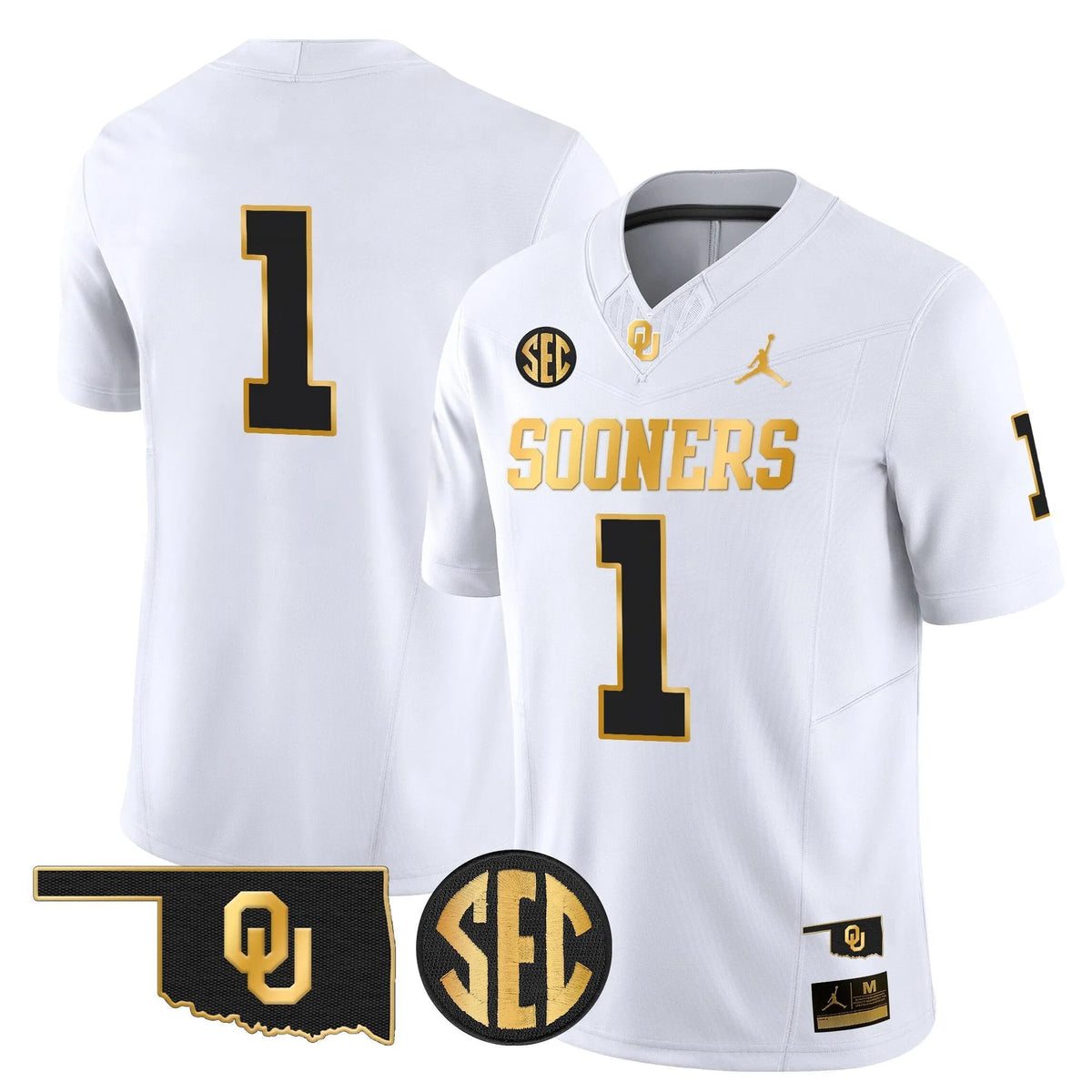 Personalized OU 2026 Gold Vapor Limited Jersey - Stitched - White Gold / #1 Team Stitched