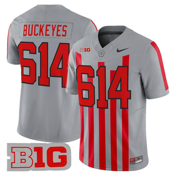 Personalized OSU Throwback Vapor Limited Jersey - Stitched - Gray / Buckeyes 614 Stitched