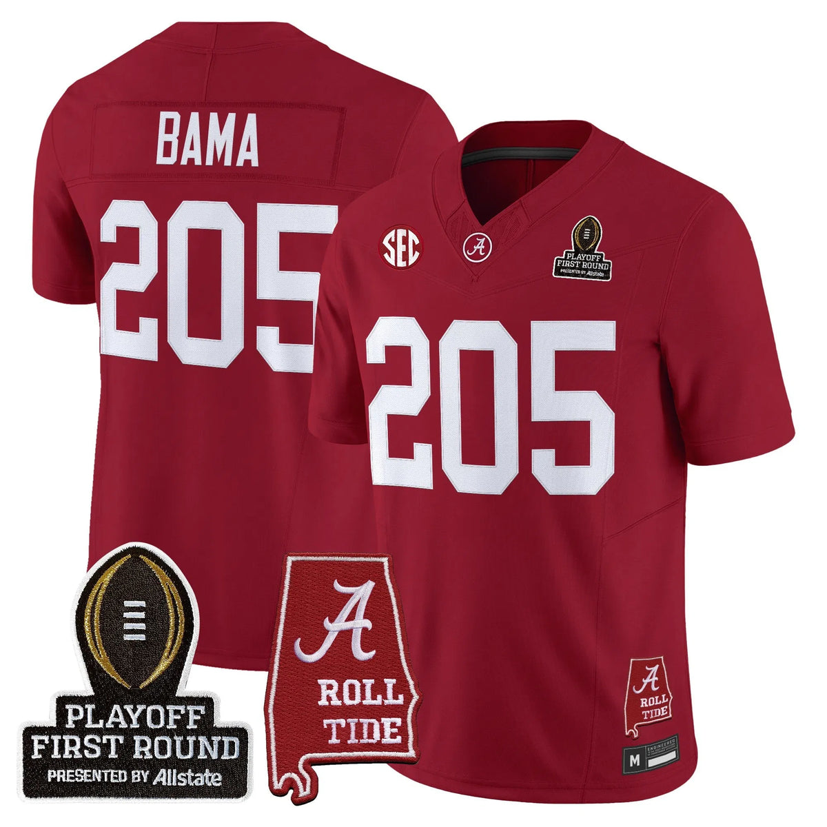Personalized BAMA 2026 Playoff First Round Vapor Limited Jersey - Crimson / Bama 205 Stitched