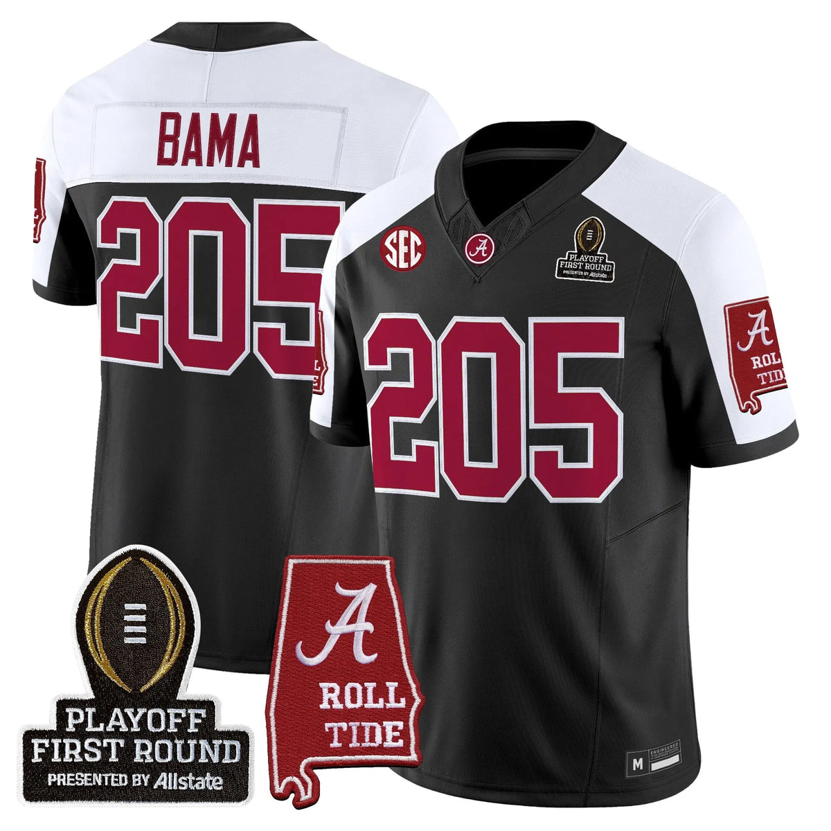 Personalized BAMA 2026 Playoff First Round Vapor Limited Jersey - Black Alternate / Bama 205 Stitched