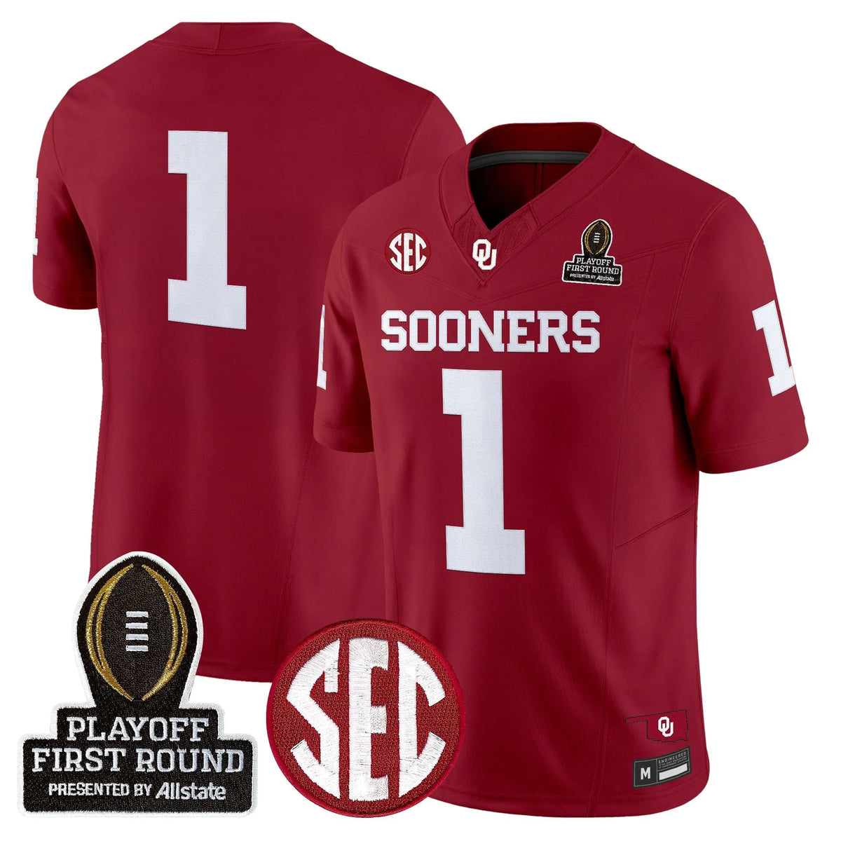 Personalized OU 2026 Playoff First Round Vapor Limited Jersey - Crimson / #1 Team Stitched