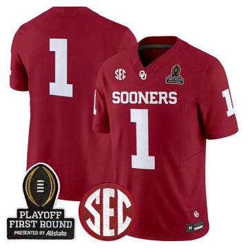 Personalized OU 2026 Playoff First Round Vapor Limited Jersey - Crimson / #1 Team Stitched