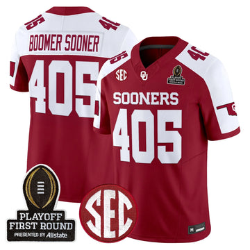 Personalized OU 2026 Playoff First Round Vapor Limited Jersey - Alternate / Boomer Sooner 405 Stitched