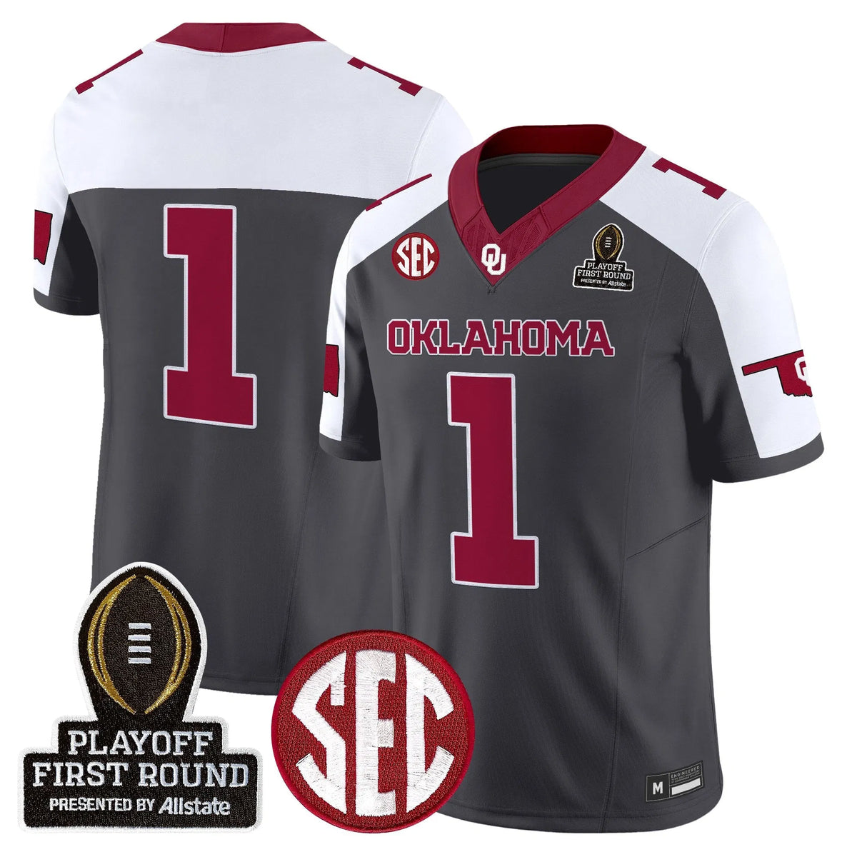 Personalized OU 2026 Playoff First Round Vapor Limited Jersey - Special Anthracite / #1 Team Stitched