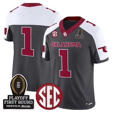 Personalized OU 2026 Playoff First Round Vapor Limited Jersey - Special Anthracite / #1 Team Stitched