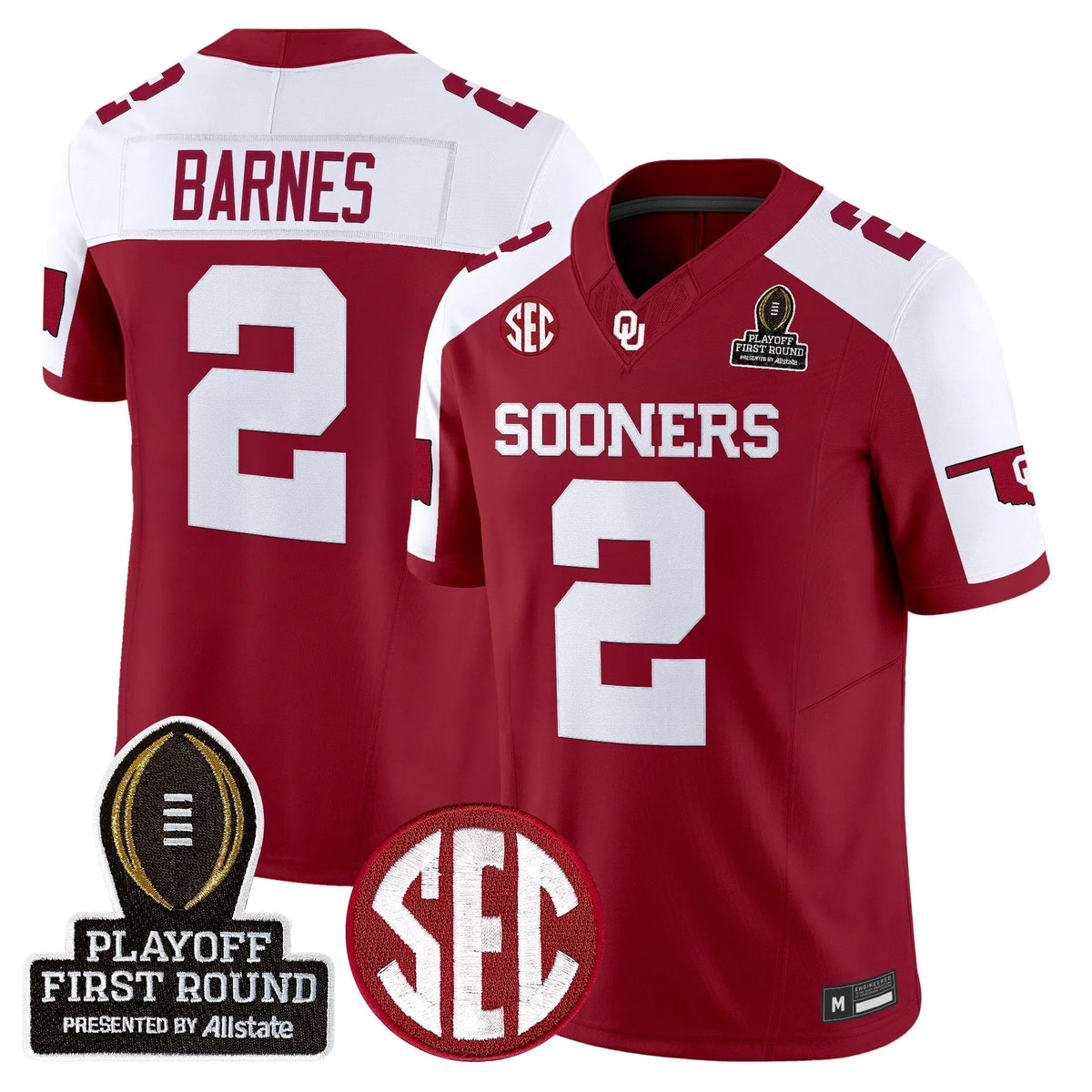 Personalized OU 2026 Playoff First Round Vapor Limited Jersey - Alternate / Jovantae Barnes Stitched