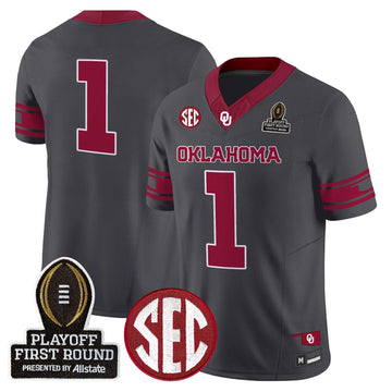 Personalized OU 2026 Playoff First Round Vapor Limited Jersey - Anthracite / #1 Team Stitched