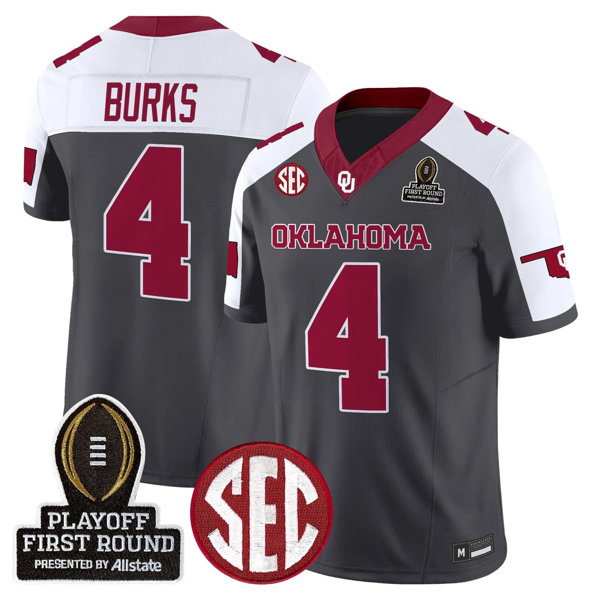 Personalized OU 2026 Playoff First Round Vapor Limited Jersey - Special Anthracite / Deion Burks Stitched