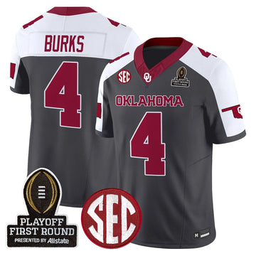 Personalized OU 2026 Playoff First Round Vapor Limited Jersey - Special Anthracite / Deion Burks Stitched
