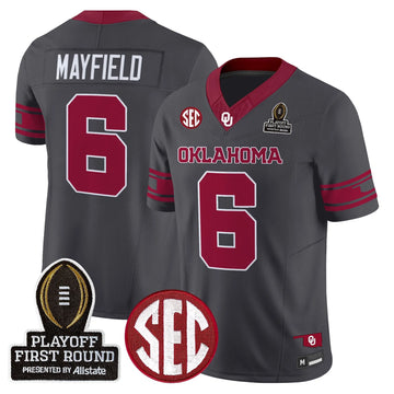 Personalized OU 2026 Playoff First Round Vapor Limited Jersey - Anthracite / Baker Mayfield Stitched