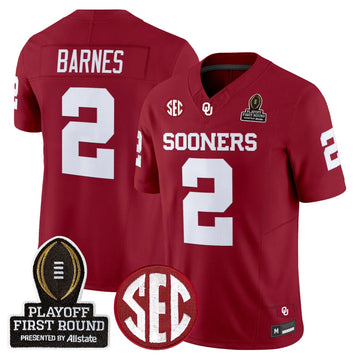 Personalized OU 2026 Playoff First Round Vapor Limited Jersey - Crimson / Jovantae Barnes Stitched