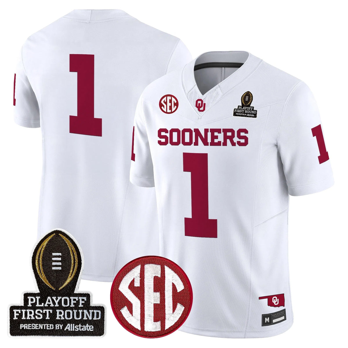 Personalized OU 2026 Playoff First Round Vapor Limited Jersey - White / #1 Team Stitched