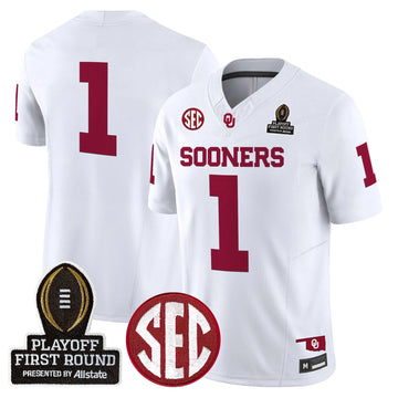 Personalized OU 2026 Playoff First Round Vapor Limited Jersey - White / #1 Team Stitched