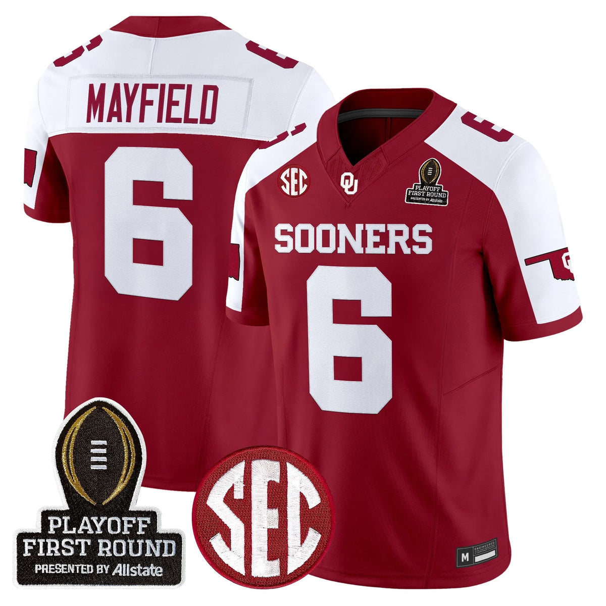 Personalized OU 2026 Playoff First Round Vapor Limited Jersey - Alternate / Baker Mayfield Stitched