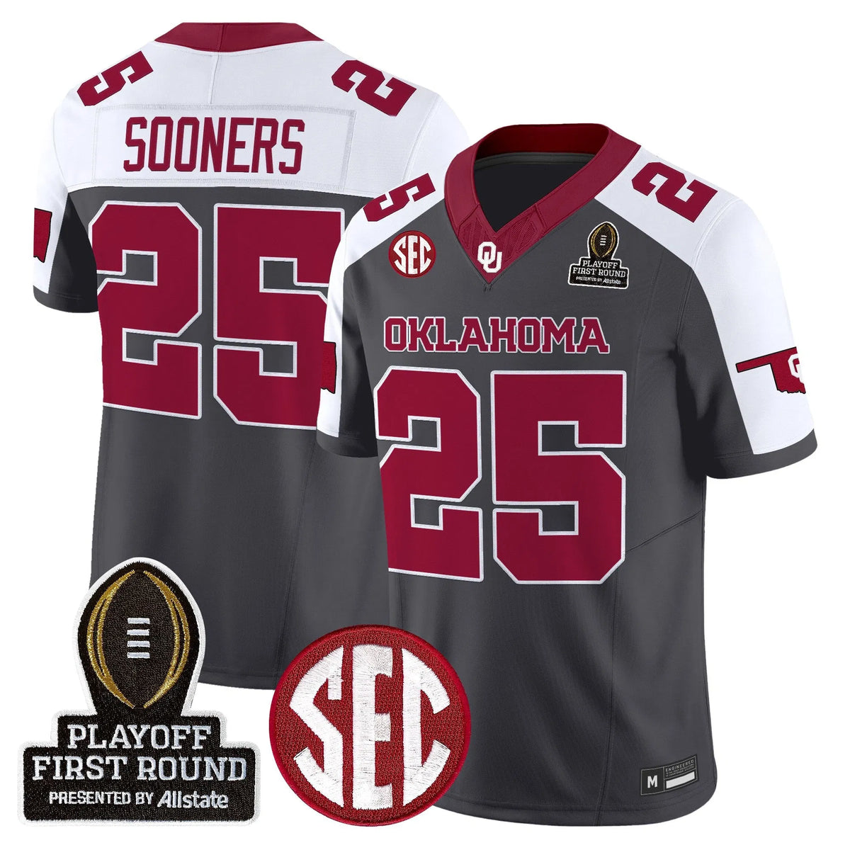 Personalized OU 2026 Playoff First Round Vapor Limited Jersey - Special Anthracite / #25 Sooners Stitched