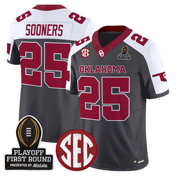 Personalized OU 2026 Playoff First Round Vapor Limited Jersey - Special Anthracite / #25 Sooners Stitched