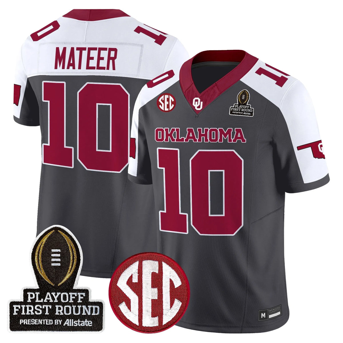 Personalized OU 2026 Playoff First Round Vapor Limited Jersey - Special Anthracite / John Mateer Stitched