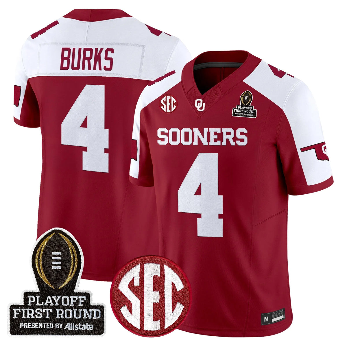 Personalized OU 2026 Playoff First Round Vapor Limited Jersey - Alternate / Deion Burks Stitched