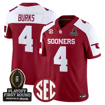 Personalized OU 2026 Playoff First Round Vapor Limited Jersey - Alternate / Deion Burks Stitched