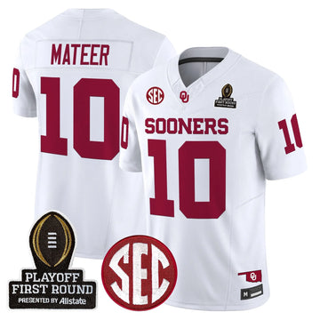 Personalized OU 2026 Playoff First Round Vapor Limited Jersey - White / John Mateer Stitched