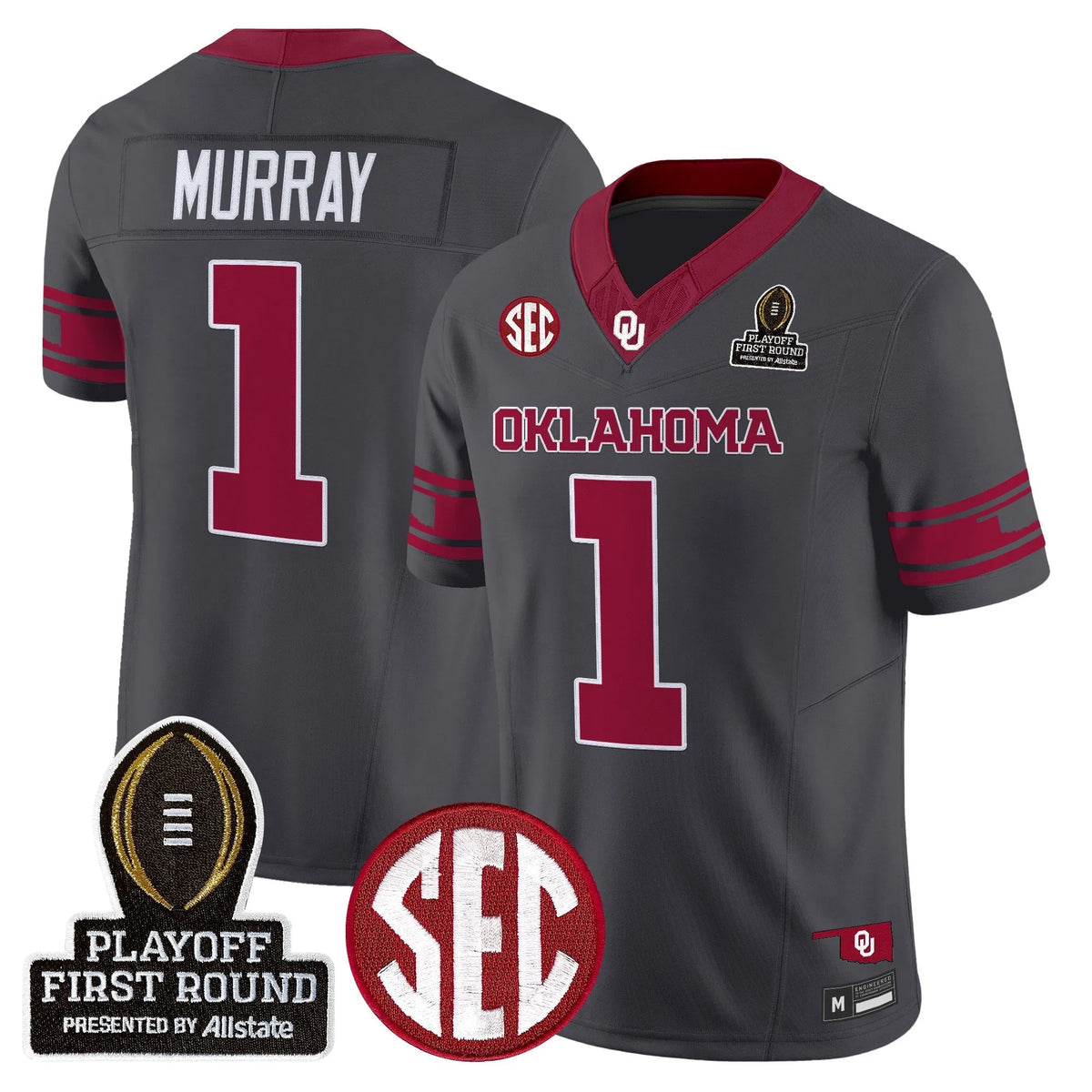 Personalized OU 2026 Playoff First Round Vapor Limited Jersey - Anthracite / Kyler Murray Stitched