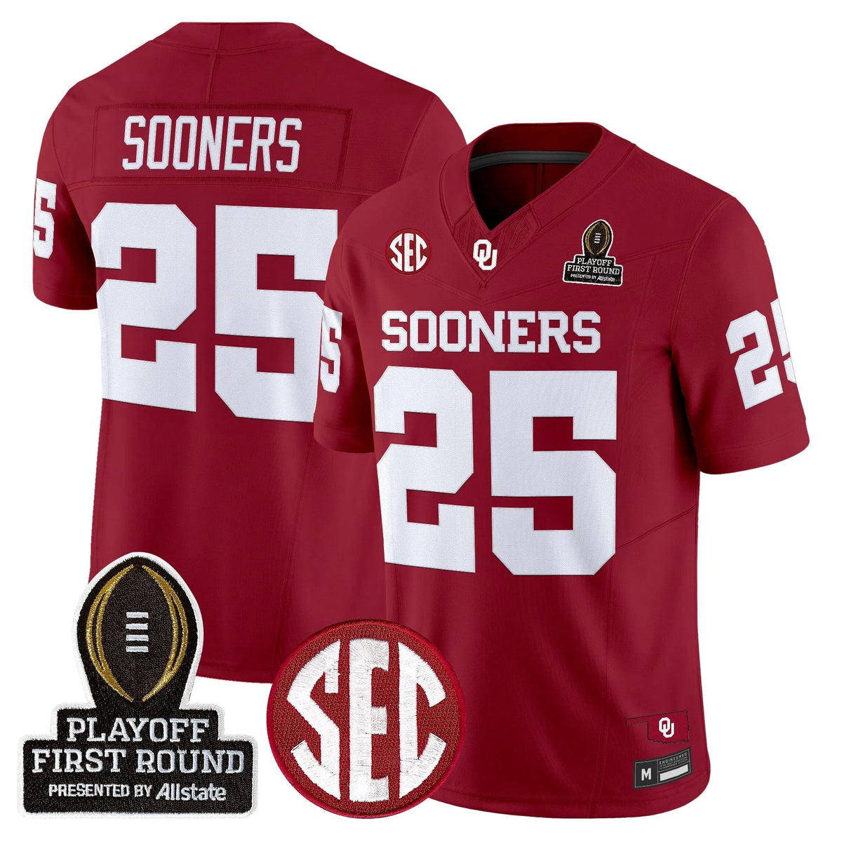 Personalized OU 2026 Playoff First Round Vapor Limited Jersey - Crimson / #25 Sooners Stitched