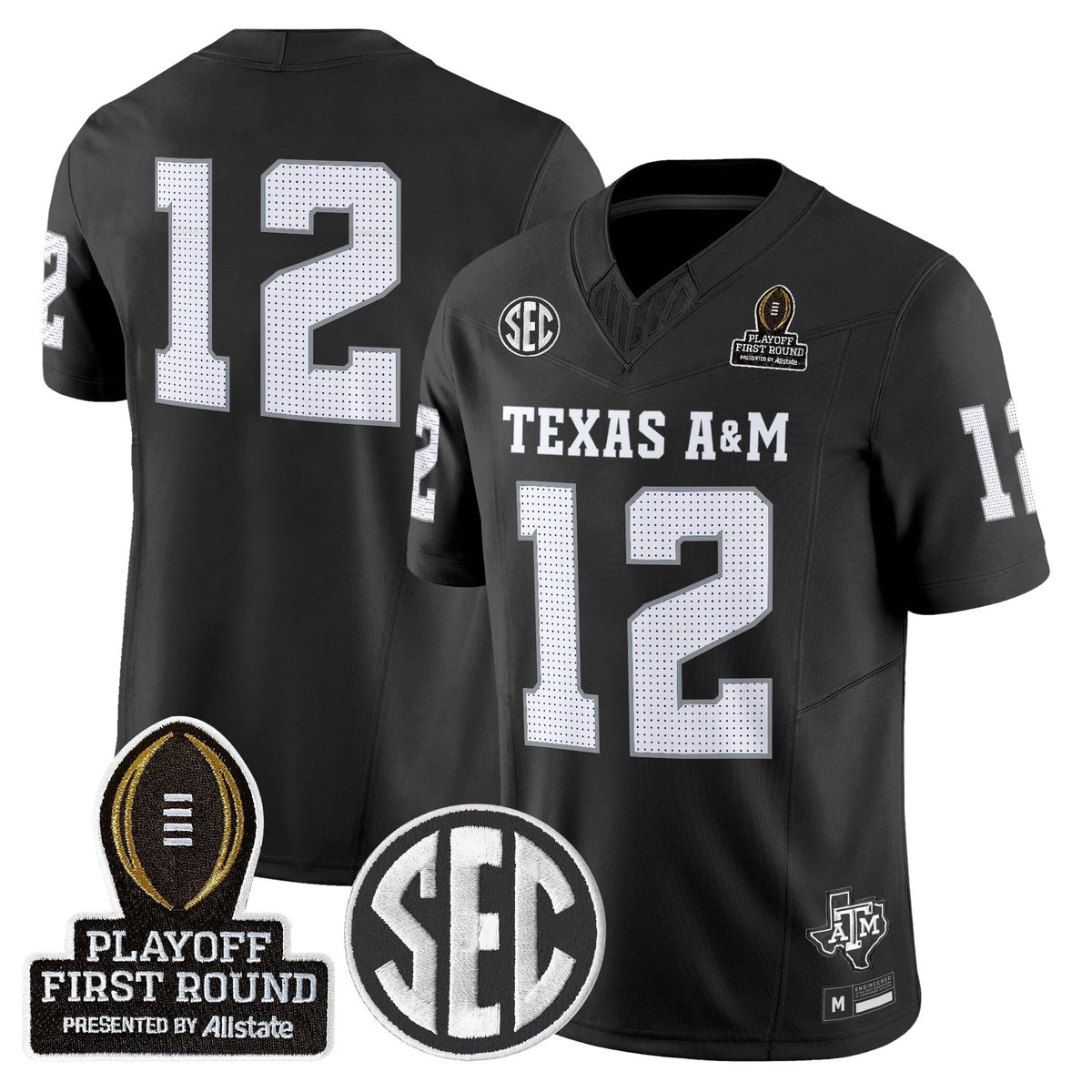 Personalized Aggies 2026 Playoff First Round Vapor Limited Jersey - Black / 12th Man Stitched