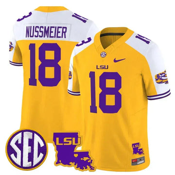 Personalized LSU 2026 Louisiana Patch Vapor Limited Jersey - Gold Alternate / Garrett Nussmeier Stitched