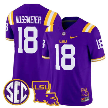 Personalized LSU 2026 Louisiana Patch Vapor Limited Jersey - Purple / Garrett Nussmeier Stitched