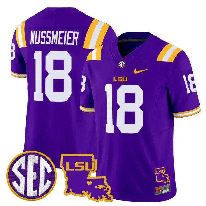 Personalized LSU 2026 Louisiana Patch Vapor Limited Jersey - Purple / Garrett Nussmeier Stitched