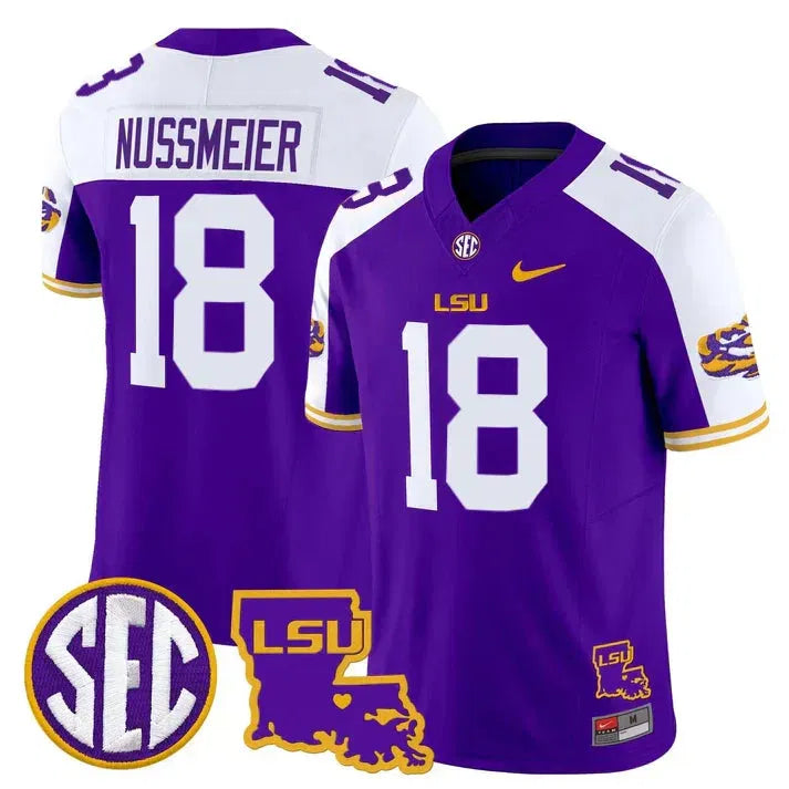 Personalized LSU 2026 Louisiana Patch Vapor Limited Jersey - Purple Alternate / Garrett Nussmeier Stitched